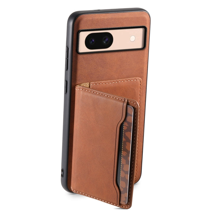 For Google Pixel 8a Denior D13 Retro Texture Leather MagSafe Card Bag Phone Case(Brown) - Google Cases by Denior | Online Shopping South Africa | PMC Jewellery | Buy Now Pay Later Mobicred