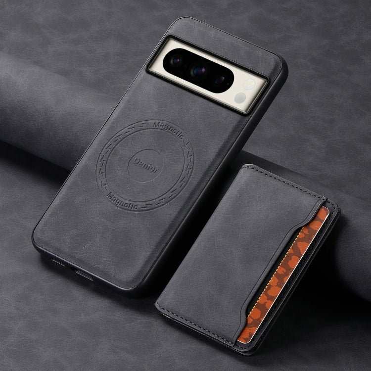 For Google Pixel 8 Pro Denior D13 Retro Texture Leather MagSafe Card Bag Phone Case(Black) - Google Cases by Denior | Online Shopping South Africa | PMC TechLife | Buy Now Pay Later Mobicred