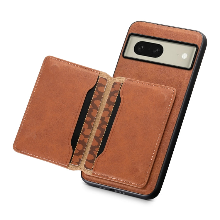 For Google Pixel 8 Denior D13 Retro Texture Leather MagSafe Card Bag Phone Case(Brown) - Google Cases by Denior | Online Shopping South Africa | PMC Jewellery | Buy Now Pay Later Mobicred