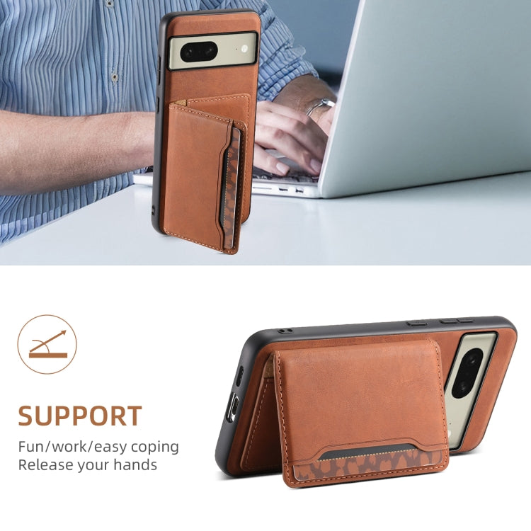 For Google Pixel 8 Denior D13 Retro Texture Leather MagSafe Card Bag Phone Case(Brown) - Google Cases by Denior | Online Shopping South Africa | PMC Jewellery | Buy Now Pay Later Mobicred