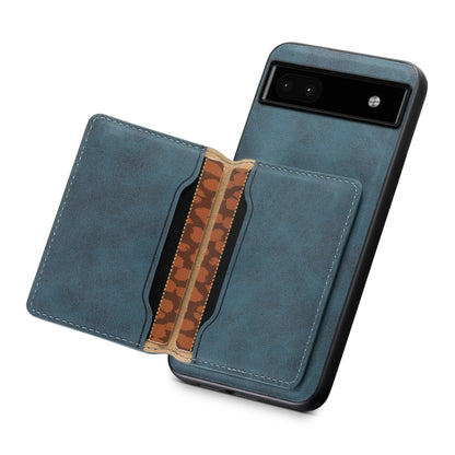 For Google Pixel 6a Denior D13 Retro Texture Leather MagSafe Card Bag Phone Case(Blue) - Google Cases by Denior | Online Shopping South Africa | PMC Jewellery | Buy Now Pay Later Mobicred