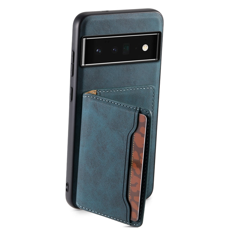 For Google Pixel 6 Pro Denior D13 Retro Texture Leather MagSafe Card Bag Phone Case(Blue) - Google Cases by Denior | Online Shopping South Africa | PMC Jewellery | Buy Now Pay Later Mobicred