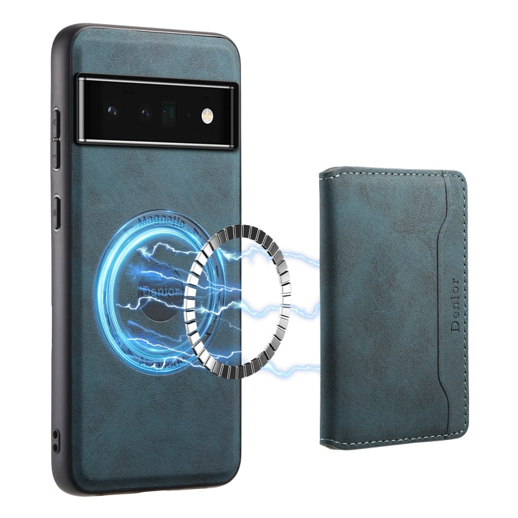For Google Pixel 6 Pro Denior D13 Retro Texture Leather MagSafe Card Bag Phone Case(Blue) - Google Cases by Denior | Online Shopping South Africa | PMC TechLife | Buy Now Pay Later Mobicred