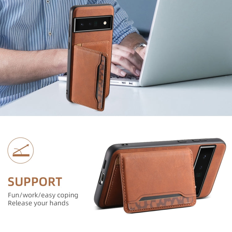 For Google Pixel 6 Pro Denior D13 Retro Texture Leather MagSafe Card Bag Phone Case(Brown) - Google Cases by Denior | Online Shopping South Africa | PMC Jewellery | Buy Now Pay Later Mobicred