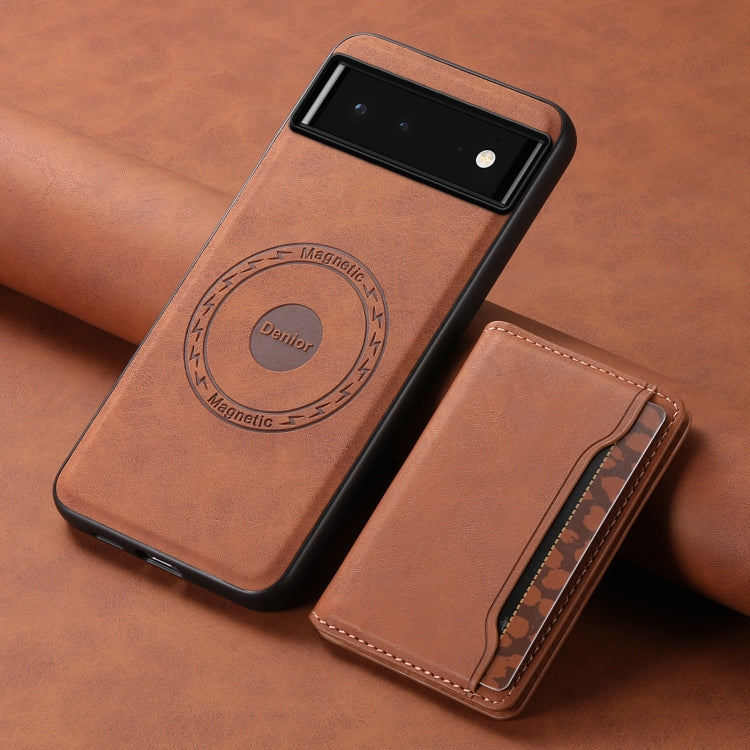 For Google Pixel 6 Denior D13 Retro Texture Leather MagSafe Card Bag Phone Case(Brown) - Google Cases by Denior | Online Shopping South Africa | PMC Jewellery | Buy Now Pay Later Mobicred