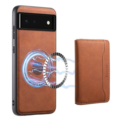 For Google Pixel 6 Denior D13 Retro Texture Leather MagSafe Card Bag Phone Case(Brown) - Google Cases by Denior | Online Shopping South Africa | PMC Jewellery | Buy Now Pay Later Mobicred