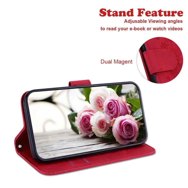 For iPhone 16e Butterfly Rose Embossed Leather Phone Case(Red) - iPhone 16e Cases by PMC TechLife | Online Shopping South Africa | PMC TechLife | Buy Now Pay Later Mobicred