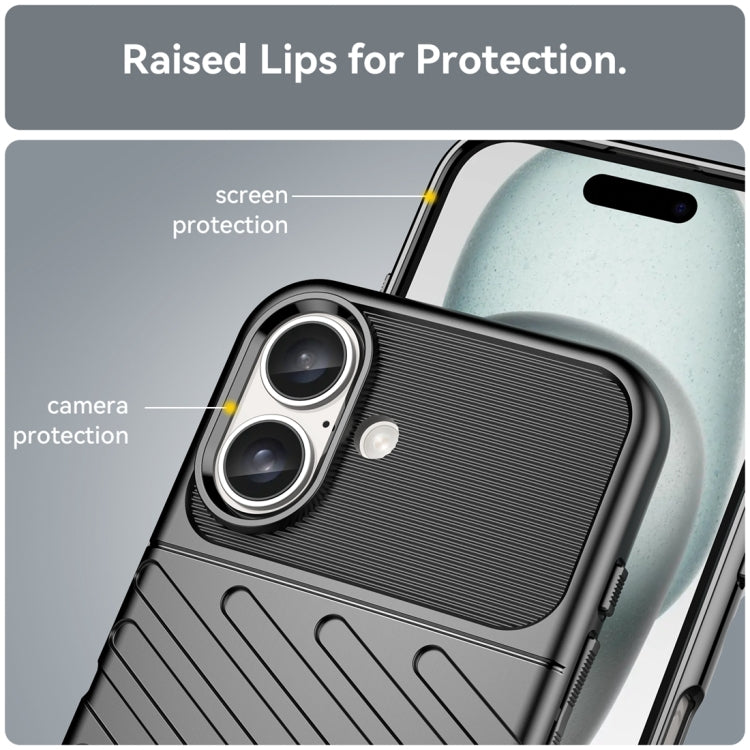 For iPhone 16 Thunderbolt Shockproof Soft TPU Phone Case(Black) - iPhone 16 Cases by PMC TechLife | Online Shopping South Africa | PMC TechLife | Buy Now Pay Later Mobicred