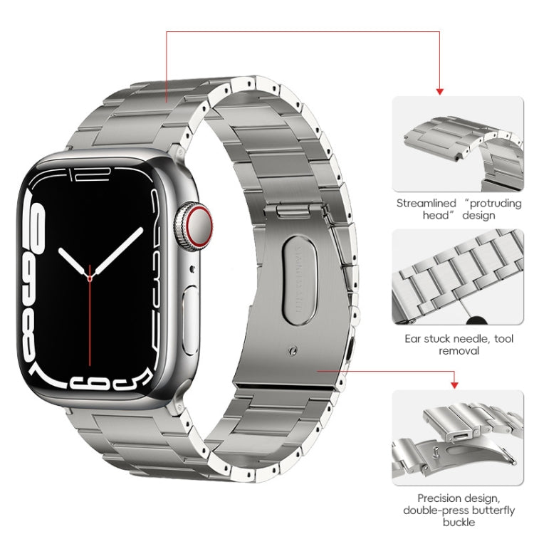 For Apple Watch Series 7 41mm PG63 Three-Bead Protrusion Titanium Metal Watch Band(Silver) - free shipping - PMC TechLife - Order now!