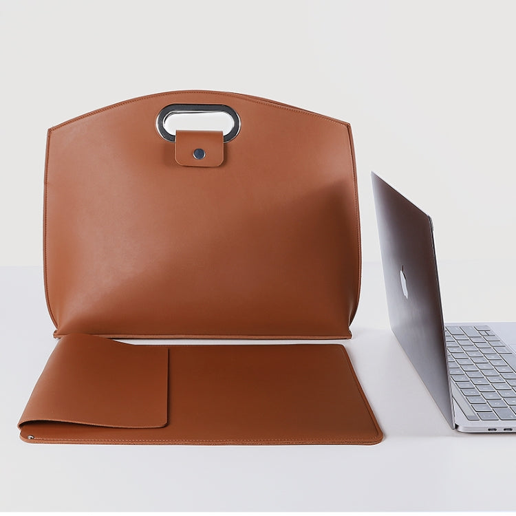 Waterproof PU Laptop Handbag Inner Bag for 12-14 inch Laptop(Brown) - 12.1 inch by PMC Jewellery | Online Shopping South Africa | PMC Jewellery | Buy Now Pay Later Mobicred