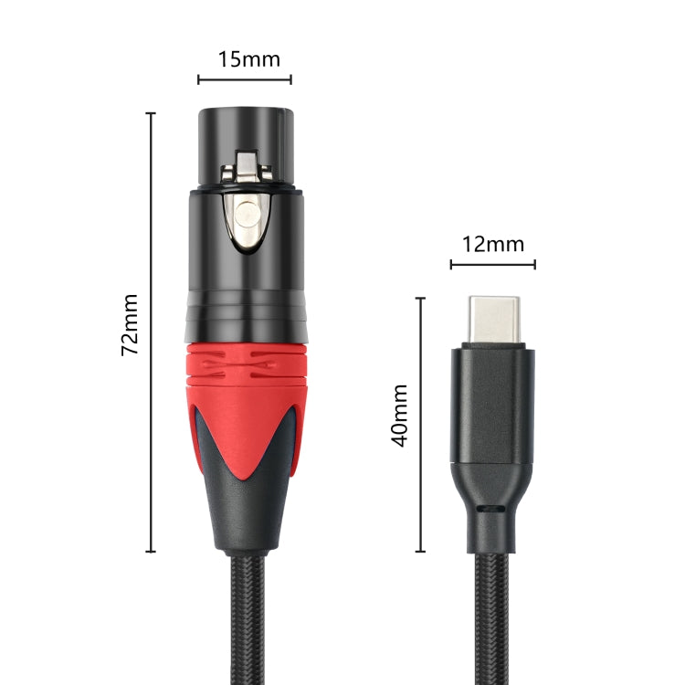 TY03RE Type-C Male to XLR Female Audio Cable for Dynamic Microphone, Length:3m(Black) - Microphone Audio Cable & Connector by PMC TechLife | Online Shopping South Africa | PMC TechLife | Buy Now Pay Later Mobicred