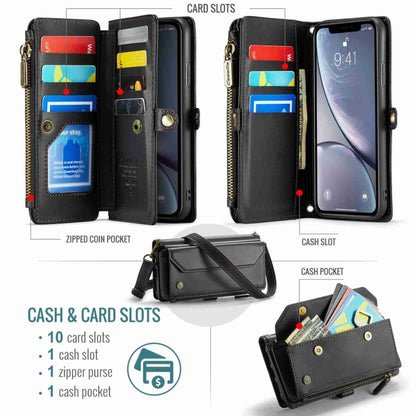 For iPhone XR CaseMe C36 Card Slots Zipper Wallet RFID Anti-theft Leather Phone Case(Black) - More iPhone Cases by CaseMe | Online Shopping South Africa | PMC Jewellery | Buy Now Pay Later Mobicred