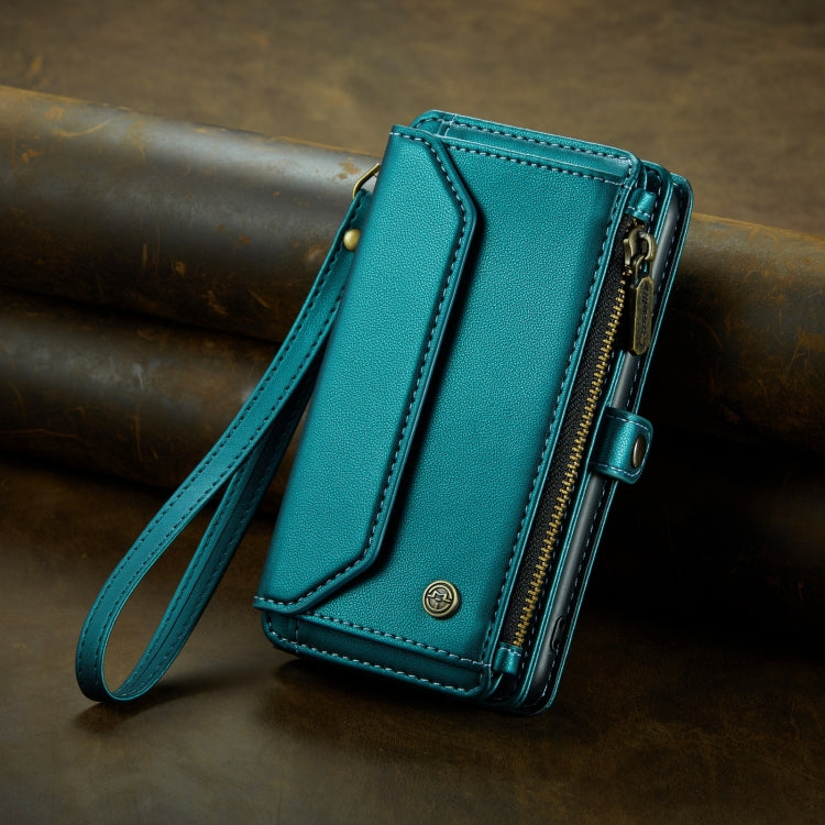 For iPhone 11 CaseMe C36 Card Slots Zipper Wallet RFID Anti-theft Leather Phone Case(Blue-green) - iPhone 11 Cases by CaseMe | Online Shopping South Africa | PMC Jewellery | Buy Now Pay Later Mobicred