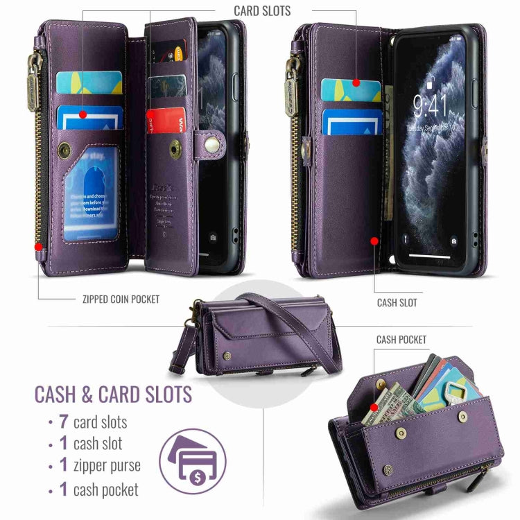 For iPhone 11 Pro CaseMe C36 Card Slots Zipper Wallet RFID Anti-theft Leather Phone Case(Purple) - iPhone 11 Pro Cases by CaseMe | Online Shopping South Africa | PMC Jewellery | Buy Now Pay Later Mobicred