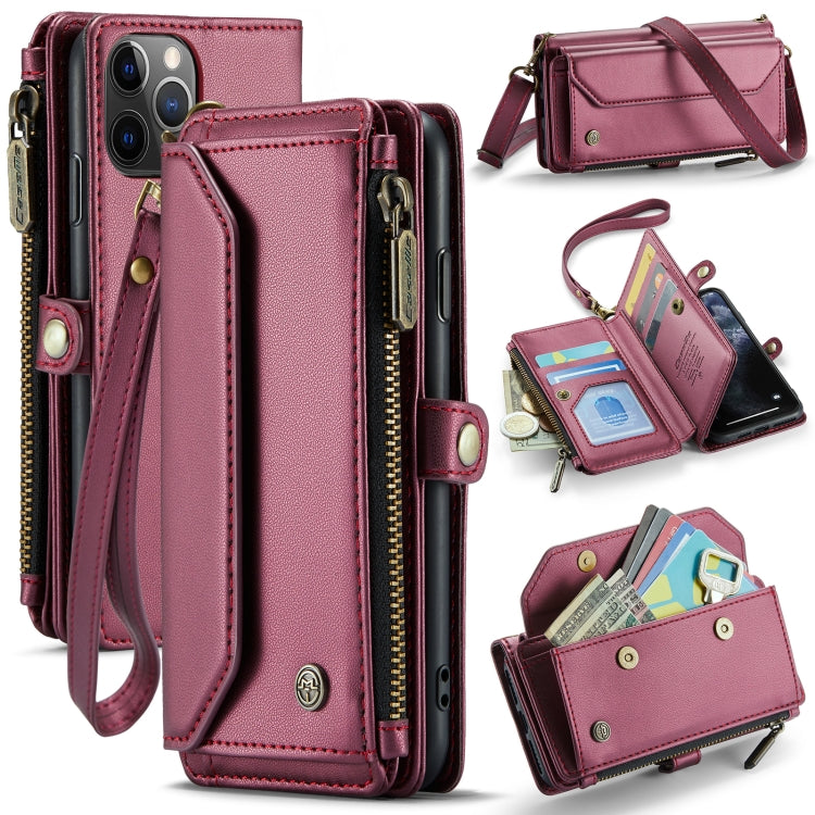 For iPhone 11 Pro CaseMe C36 Card Slots Zipper Wallet RFID Anti-theft Leather Phone Case(Wine Red) - iPhone 11 Pro Cases by CaseMe | Online Shopping South Africa | PMC Jewellery | Buy Now Pay Later Mobicred