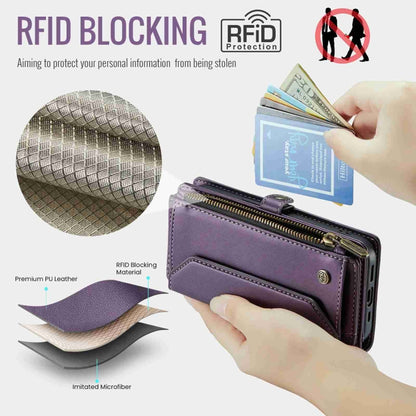 For iPhone 12 Pro Max CaseMe C36 Card Slots Zipper Wallet RFID Anti-theft Leather Phone Case(Purple) - iPhone 12 Pro Max Cases by CaseMe | Online Shopping South Africa | PMC Jewellery | Buy Now Pay Later Mobicred