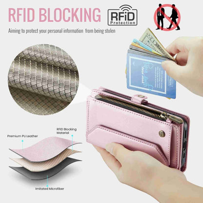 For iPhone 12 Pro Max CaseMe C36 Card Slots Zipper Wallet RFID Anti-theft Leather Phone Case(Pink) - iPhone 12 Pro Max Cases by CaseMe | Online Shopping South Africa | PMC Jewellery | Buy Now Pay Later Mobicred