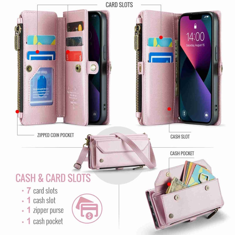 For iPhone 13 CaseMe C36 Card Slots Zipper Wallet RFID Anti-theft Leather Phone Case(Pink) - iPhone 13 Cases by CaseMe | Online Shopping South Africa | PMC Jewellery | Buy Now Pay Later Mobicred