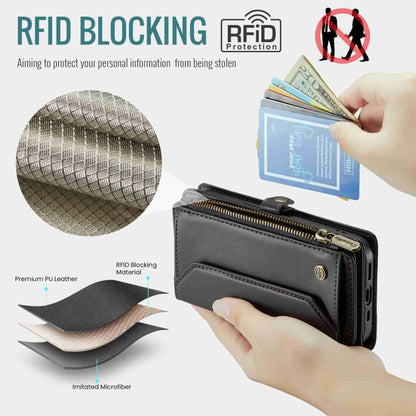 For iPhone 13 mini CaseMe C36 Card Slots Zipper Wallet RFID Anti-theft Leather Phone Case(Black) - iPhone 13 mini Cases by CaseMe | Online Shopping South Africa | PMC Jewellery | Buy Now Pay Later Mobicred