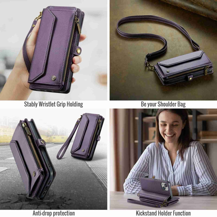 For iPhone 13 mini CaseMe C36 Card Slots Zipper Wallet RFID Anti-theft Leather Phone Case(Purple) - iPhone 13 mini Cases by CaseMe | Online Shopping South Africa | PMC Jewellery | Buy Now Pay Later Mobicred