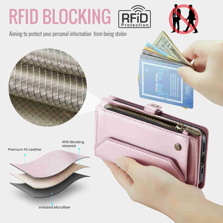 For iPhone 13 Pro Max CaseMe C36 Card Slots Zipper Wallet RFID Anti-theft Leather Phone Case(Pink) - iPhone 13 Pro Max Cases by CaseMe | Online Shopping South Africa | PMC Jewellery | Buy Now Pay Later Mobicred