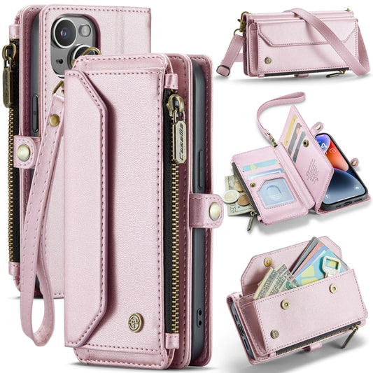 For iPhone 14 Plus CaseMe C36 Card Slots Zipper Wallet RFID Anti-theft Leather Phone Case(Pink) - iPhone 14 Plus Cases by CaseMe | Online Shopping South Africa | PMC Jewellery | Buy Now Pay Later Mobicred