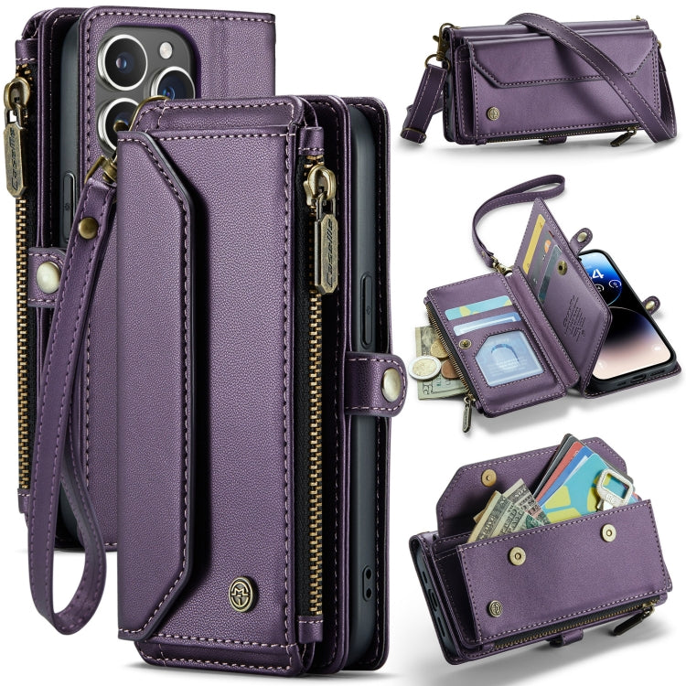 For iPhone 14 Pro CaseMe C36 Card Slots Zipper Wallet RFID Anti-theft Leather Phone Case(Purple) - iPhone 14 Pro Cases by CaseMe | Online Shopping South Africa | PMC Jewellery | Buy Now Pay Later Mobicred