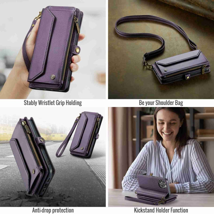 For iPhone 15 Pro CaseMe C36 Card Slots Zipper Wallet RFID Anti-theft Leather Phone Case(Purple) - iPhone 15 Pro Cases by CaseMe | Online Shopping South Africa | PMC Jewellery | Buy Now Pay Later Mobicred