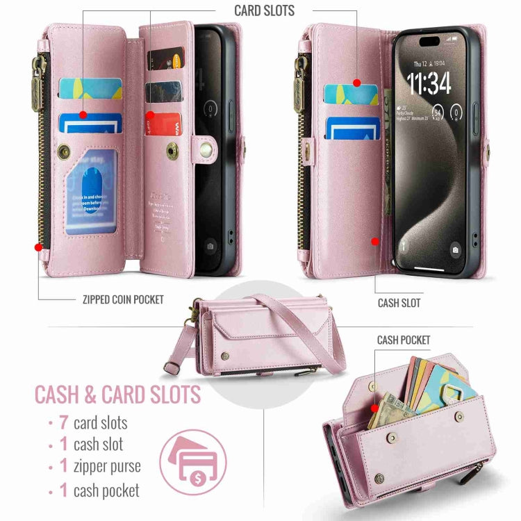 For iPhone 15 Pro Max CaseMe C36 Card Slots Zipper Wallet RFID Anti-theft Leather Phone Case(Pink) - iPhone 15 Pro Max Cases by CaseMe | Online Shopping South Africa | PMC Jewellery | Buy Now Pay Later Mobicred