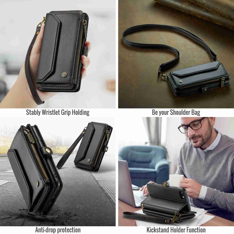 For iPhone SE 2022 / SE 2020 CaseMe C36 Card Slots Zipper Wallet RFID Anti-theft Leather Phone Case(Black) - iPhone SE 2022 / 2020 / 8 / 7 Cases by CaseMe | Online Shopping South Africa | PMC Jewellery | Buy Now Pay Later Mobicred