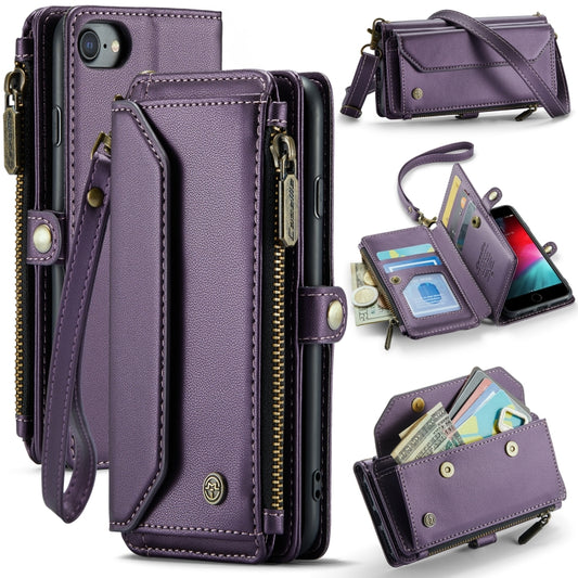 For iPhone SE 2022 / SE 2020 CaseMe C36 Card Slots Zipper Wallet RFID Anti-theft Leather Phone Case(Purple) - iPhone SE 2022 / 2020 / 8 / 7 Cases by CaseMe | Online Shopping South Africa | PMC Jewellery | Buy Now Pay Later Mobicred