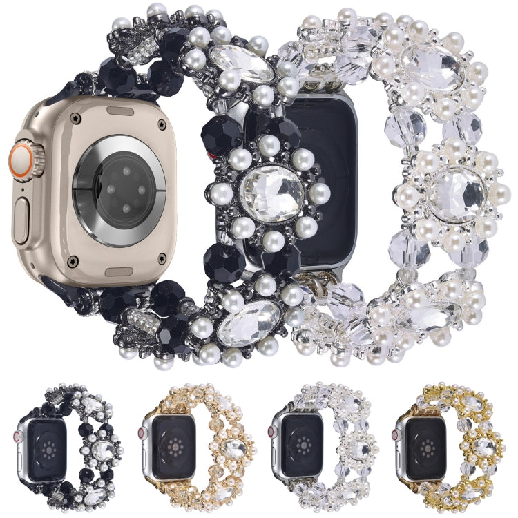 For Apple Watch 38mm Beaded Pearl Gemstone Bracelet Watch Band(Gold) - free shipping - PMC TechLife - Order now!
