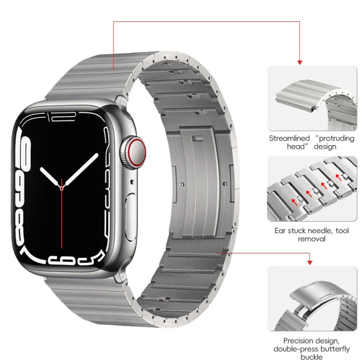 For Apple Watch Series 7 41mm PG65 Single Bead Bamboo Joint Spring Bars Titanium Metal Watch Band(Silver) - free shipping - PMc TechLife - Order now!