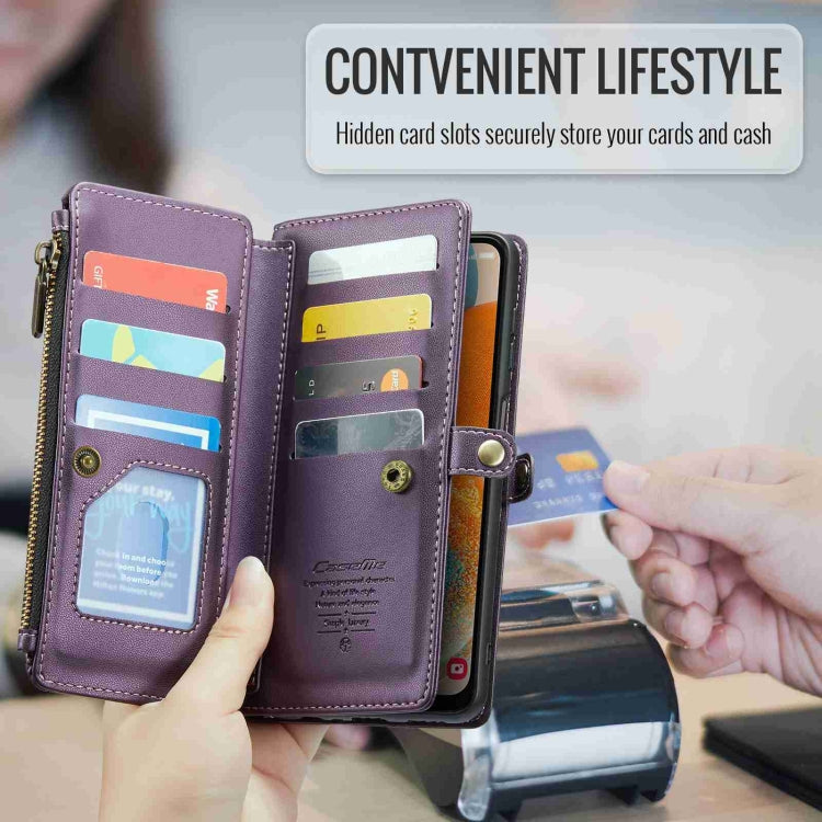 For Samsung Galaxy A23 CaseMe C36 Card Slots Zipper Wallet RFID Anti-theft Leather Phone Case(Purple) - Galaxy Phone Cases by CaseMe | Online Shopping South Africa | PMC Jewellery | Buy Now Pay Later Mobicred