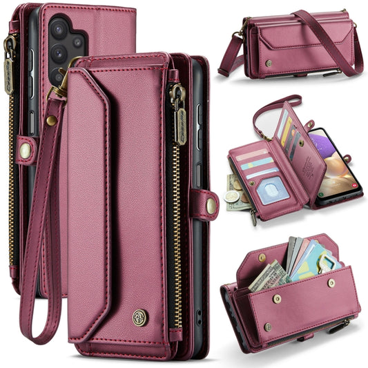 For Samsung Galaxy A32 5G CaseMe C36 Card Slots Zipper Wallet RFID Anti-theft Leather Phone Case(Wine Red) - Galaxy Phone Cases by CaseMe | Online Shopping South Africa | PMC Jewellery | Buy Now Pay Later Mobicred