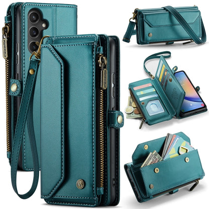 For Samsung Galaxy A34 5G CaseMe C36 Card Slots Zipper Wallet RFID Anti-theft Leather Phone Case(Blue-green) - Galaxy Phone Cases by CaseMe | Online Shopping South Africa | PMC Jewellery | Buy Now Pay Later Mobicred