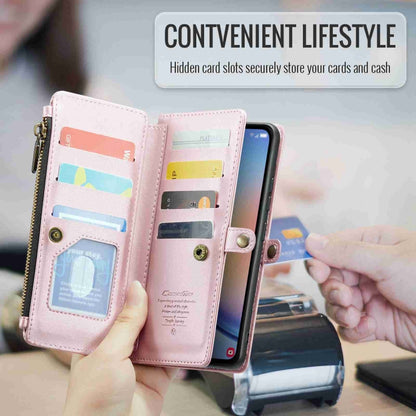 For Samsung Galaxy A34 5G CaseMe C36 Card Slots Zipper Wallet RFID Anti-theft Leather Phone Case(Pink) - Galaxy Phone Cases by CaseMe | Online Shopping South Africa | PMC Jewellery | Buy Now Pay Later Mobicred