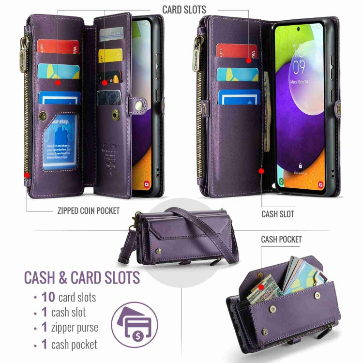 For Samsung Galaxy A52 / A52s 5G CaseMe C36 Card Slots Zipper Wallet RFID Anti-theft Leather Phone Case(Black) - Galaxy Phone Cases by CaseMe | Online Shopping South Africa | PMC Jewellery | Buy Now Pay Later Mobicred