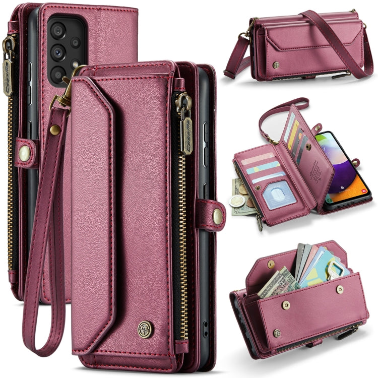 For Samsung Galaxy A52 / A52s 5G CaseMe C36 Card Slots Zipper Wallet RFID Anti-theft Leather Phone Case(Wine Red) - Galaxy Phone Cases by CaseMe | Online Shopping South Africa | PMC Jewellery | Buy Now Pay Later Mobicred