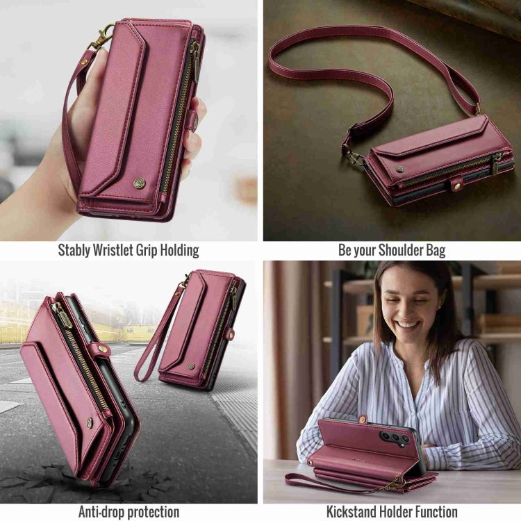 For Samsung Galaxy A54 5G CaseMe C36 Card Slots Zipper Wallet RFID Anti-theft Leather Phone Case(Wine Red) - Galaxy Phone Cases by CaseMe | Online Shopping South Africa | PMC Jewellery | Buy Now Pay Later Mobicred