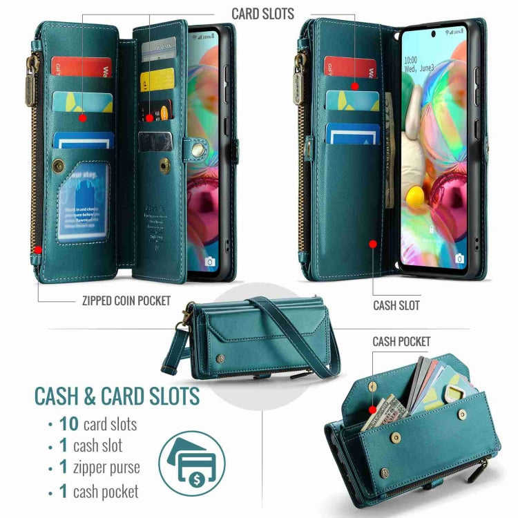 For Samsung Galaxy A71 4G CaseMe C36 Card Slots Zipper Wallet RFID Anti-theft Leather Phone Case(Blue-green) - Galaxy Phone Cases by CaseMe | Online Shopping South Africa | PMC Jewellery | Buy Now Pay Later Mobicred