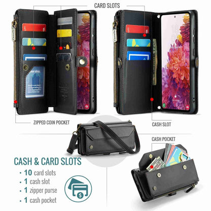 For Samsung Galaxy S20 FE CaseMe C36 Card Slots Zipper Wallet RFID Anti-theft Leather Phone Case(Black) - Galaxy S20 FE Cases by CaseMe | Online Shopping South Africa | PMC Jewellery | Buy Now Pay Later Mobicred