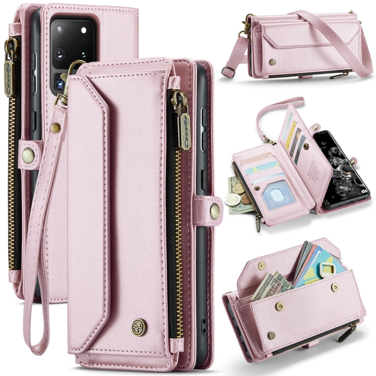 For Samsung Galaxy S20 Ultra CaseMe C36 Card Slots Zipper Wallet RFID Anti-theft Leather Phone Case(Pink) - Galaxy Phone Cases by CaseMe | Online Shopping South Africa | PMC Jewellery | Buy Now Pay Later Mobicred