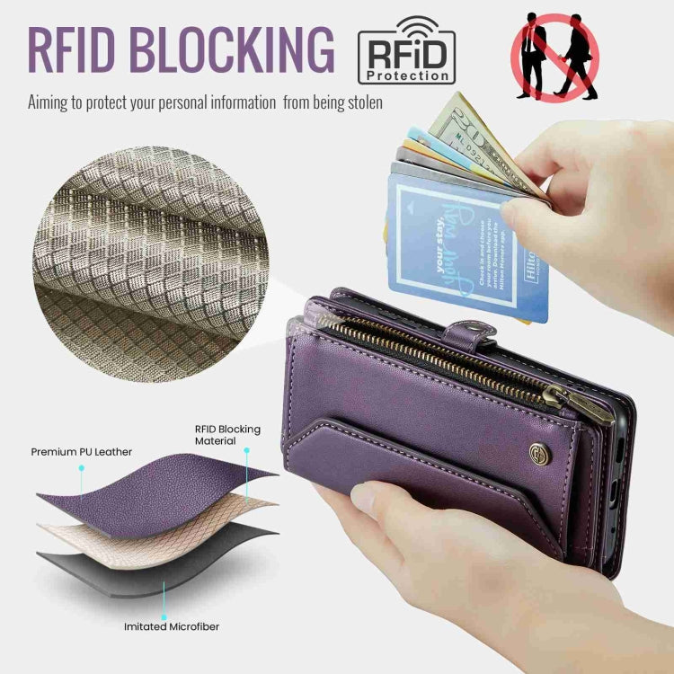 For Samsung Galaxy S20 CaseMe C36 Card Slots Zipper Wallet RFID Anti-theft Leather Phone Case(Purple) - Galaxy Phone Cases by CaseMe | Online Shopping South Africa | PMC Jewellery | Buy Now Pay Later Mobicred