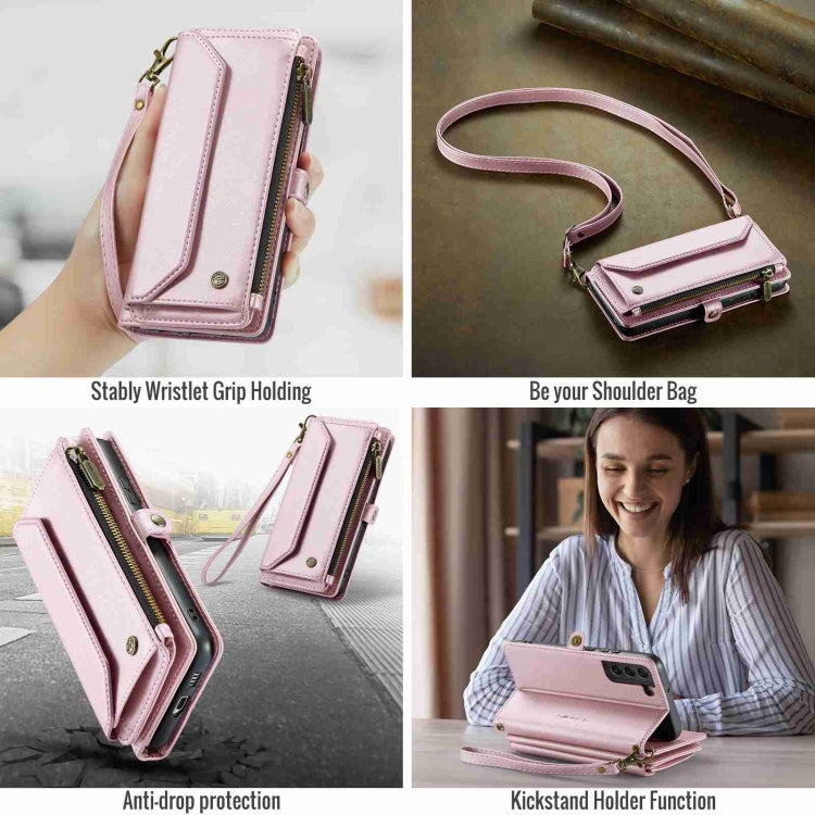 For Samsung Galaxy S22+ 5G CaseMe C36 Card Slots Zipper Wallet RFID Anti-theft Leather Phone Case(Pink) - Galaxy S22+ 5G Cases by CaseMe | Online Shopping South Africa | PMC Jewellery | Buy Now Pay Later Mobicred