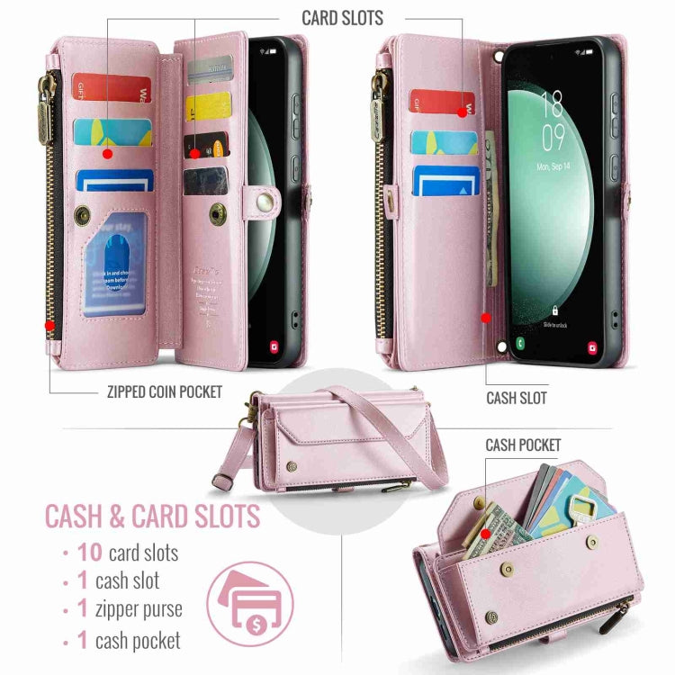 For Samsung Galaxy S23 FE 5G CaseMe C36 Card Slots Zipper Wallet RFID Anti-theft Leather Phone Case(Pink) - Galaxy S23 FE 5G Cases by CaseMe | Online Shopping South Africa | PMC Jewellery | Buy Now Pay Later Mobicred