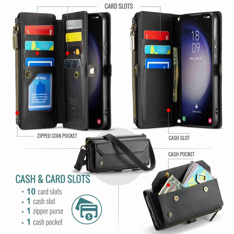 For Samsung Galaxy S23+ 5G CaseMe C36 Card Slots Zipper Wallet RFID Anti-theft Leather Phone Case(Black) - Galaxy S23+ 5G Cases by CaseMe | Online Shopping South Africa | PMC Jewellery | Buy Now Pay Later Mobicred