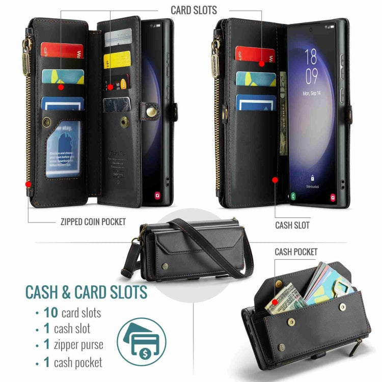 For Samsung Galaxy S23 Ultra 5G CaseMe C36 Card Slots Zipper Wallet RFID Anti-theft Leather Phone Case(Black) - Galaxy S23 Ultra 5G Cases by CaseMe | Online Shopping South Africa | PMC Jewellery | Buy Now Pay Later Mobicred