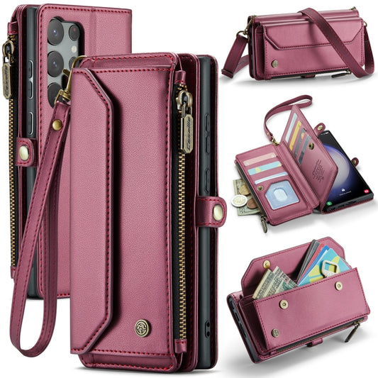 For Samsung Galaxy S23 Ultra 5G CaseMe C36 Card Slots Zipper Wallet RFID Anti-theft Leather Phone Case(Wine Red) - Galaxy S23 Ultra 5G Cases by CaseMe | Online Shopping South Africa | PMC Jewellery | Buy Now Pay Later Mobicred