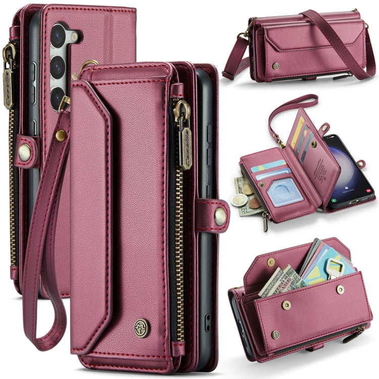 For Samsung Galaxy S23 5G CaseMe C36 Card Slots Zipper Wallet RFID Anti-theft Leather Phone Case(Wine Red) - Galaxy S23 5G Cases by CaseMe | Online Shopping South Africa | PMC Jewellery | Buy Now Pay Later Mobicred